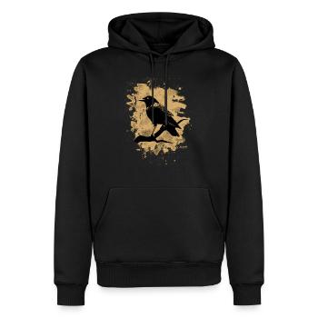 Crow bleached - natural - Männer Premium Bio Hoodie - Schwarz - Vorne - Nico (187cm)