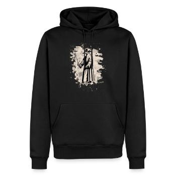 Dr. Schnabel – Pestarzt - bleached white - Männer Premium Bio Hoodie - Schwarz - Vorne - Nico (187cm)