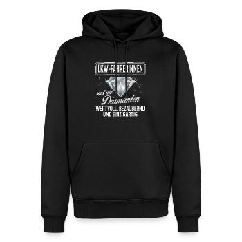 LKW-FAHRERINNEN - DM - Männer Premium Bio Hoodie - Schwarz - Vorne - Nico (187cm)