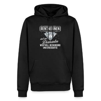 RENTNERINNEN - DM - Männer Premium Bio Hoodie - Schwarz - Vorne - Nico (187cm)