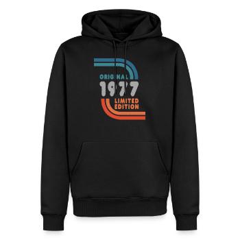 Né en 1977 Original Rétro Vintage Anniversaire Graphique - Sweat à capuche Premium bio Homme - noir - Devant - Nico (187cm)