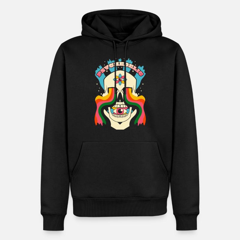 Psychedelic Skull Psychedelic Graphic - Men’s Premium Organic Hoodie - black