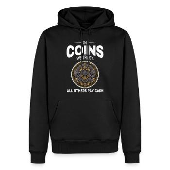Numismatique de collection de pièces de monnaie - Sweat à capuche Premium bio Homme - noir - Devant - Nico (187cm)