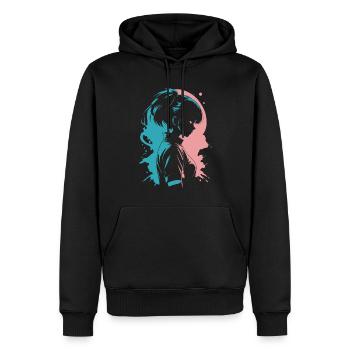 Discorde de l’esthétique : Silhouette de fille d’anime - Sweat à capuche Premium bio Homme - noir - Devant - Nico (187cm)