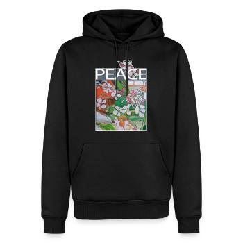 Frieden / Paix - Sweat à capuche Premium bio Homme - noir - Devant - Nico (187cm)