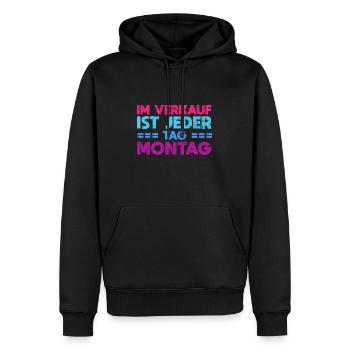 Im Verkauf Ist Jeder Tag Montag - Männer Premium Bio Hoodie - Schwarz - Vorne - Nico (187cm)