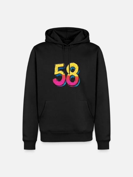58 Zahl Bunt - Männer Premium Bio Hoodie - Schwarz