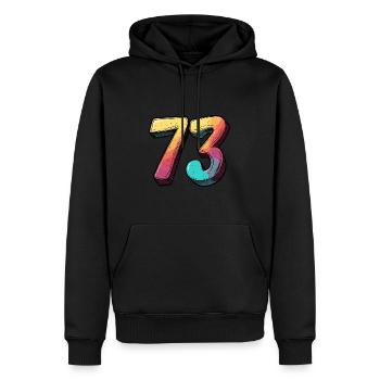 73 Numéro Coloré - Sweat à capuche Premium bio Homme - noir - Devant - Nico (187cm)