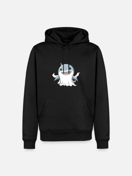 Shark Halloween Comic Ghost - Men’s Premium Organic Hoodie - black