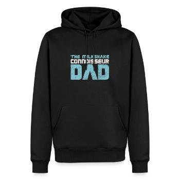 Le papa connaisseur de milkshake - Sweat à capuche Premium bio Homme - noir - Devant - Nico (187cm)