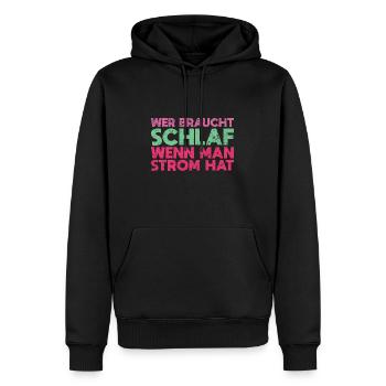 Wer Braucht Schlaf, Wenn Man Strom Hat - Männer Premium Bio Hoodie - Schwarz - Vorne - Nico (187cm)