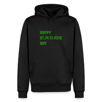 « Joyeuse Saint-Patrick » Vert - Sweat à capuche Premium bio Homme - noir - Devant - Nico (187cm)