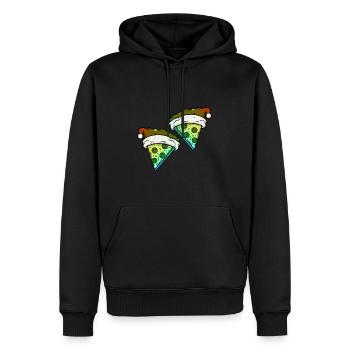 Pizza Noël Bande dessinée drôle - Sweat à capuche Premium bio Homme - noir - Devant - Nico (187cm)