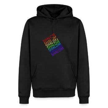 SHALOM Diagonale Arc En Ciel - Paix - Sweat à capuche Premium bio Homme - noir - Devant - Nico (187cm)