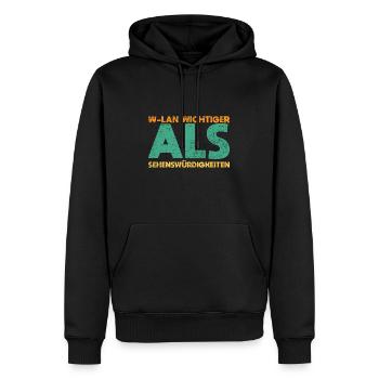 W-Lan Wichtiger Als Sehenswürdigkeiten - Männer Premium Bio Hoodie - Schwarz - Vorne - Nico (187cm)