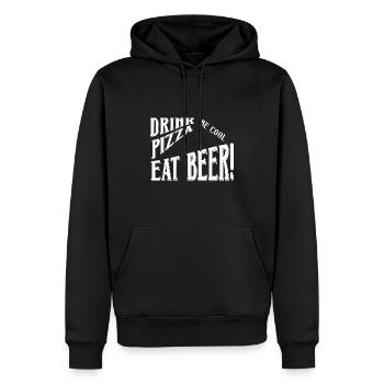 Boire de la pizza manger de la bière - Sweat à capuche Premium bio Homme - noir - Devant - Nico (187cm)