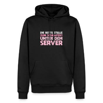 Die Beste Stelle Zum Schlafen? Unter Dem Server - Männer Premium Bio Hoodie - Schwarz - Vorne - Nico (187cm)