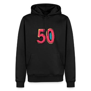 50 Zahl Bunt - Männer Premium Bio Hoodie - Schwarz - Vorne - Nico (187cm)