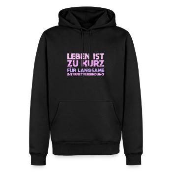 Leben Ist Zu Kurz Für Langsame Internetverbindung - Männer Premium Bio Hoodie - Schwarz - Vorne - Nico (187cm)