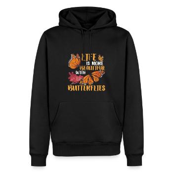 Schmetterling Zitat Monarch Schmetterlinge - Männer Premium Bio Hoodie - Schwarz - Vorne - Nico (187cm)