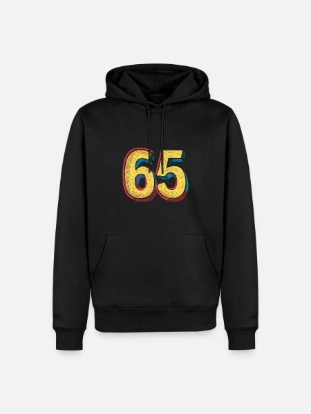65 Zahl Bunt - Männer Premium Bio Hoodie - Schwarz