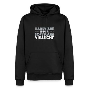 Hardware Immer Software Vielleicht - Männer Premium Bio Hoodie - Schwarz - Vorne - Nico (187cm)
