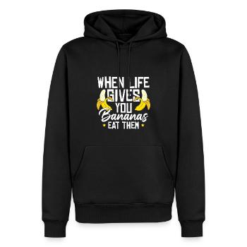 Drôle de citation de banane - Sweat à capuche Premium bio Homme - noir - Devant - Nico (187cm)