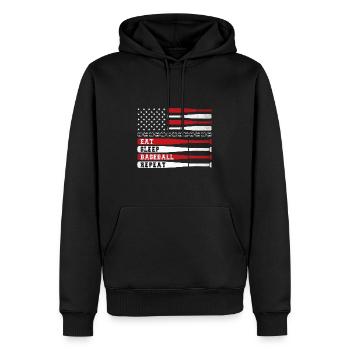 Manger Dormir Baseball Répéter Joueur de Baseball Drôle - Sweat à capuche Premium bio Homme - noir - Devant - Nico (187cm)