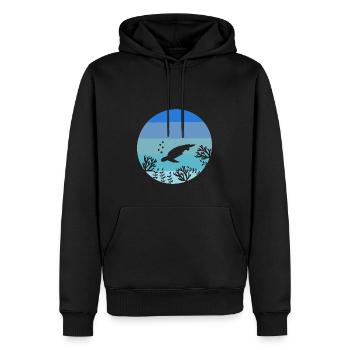 Biologie marine Animal marin Tortue rétro - Sweat à capuche Premium bio Homme - noir - Devant - Nico (187cm)
