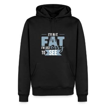 Ich bin nicht dick, ich bin leicht zu sehen - Männer Premium Bio Hoodie - Schwarz - Vorne - Nico (187cm)