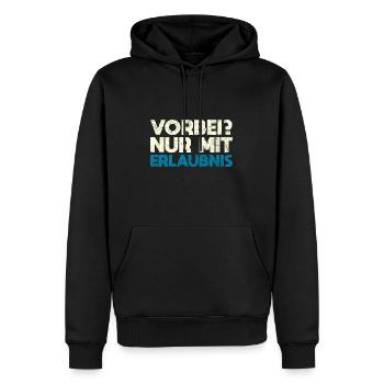 Vorbei? Nur Mit Erlaubnis - Männer Premium Bio Hoodie - Schwarz - Vorne - Nico (187cm)