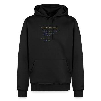 php code don' t worry be happy nerdshirt - Men’s Premium Organic Hoodie - black - Front - Nico (187cm)