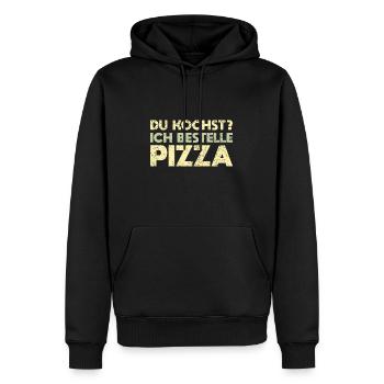 Du Kochst? Ich Bestelle Pizza - Männer Premium Bio Hoodie - Schwarz - Vorne - Nico (187cm)