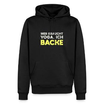 Wer Braucht Yoga, Ich Backe - Männer Premium Bio Hoodie - Schwarz - Vorne - Nico (187cm)