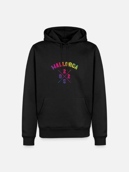 Mallorca 2025 Bunt - Männer Premium Bio Hoodie - Schwarz