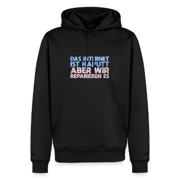 Das Internet Ist Kaputt, Aber Wir Reparieren Es - Männer Premium Bio Hoodie - Schwarz - Vorne - Nico (187cm)
