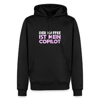 Der Kaffee Ist Mein Copilot - Männer Premium Bio Hoodie - Schwarz - Vorne - Nico (187cm)