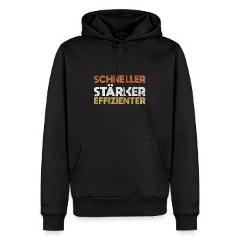 Schneller, Stärker, Effizienter - Männer Premium Bio Hoodie - Schwarz - Vorne - Nico (187cm)