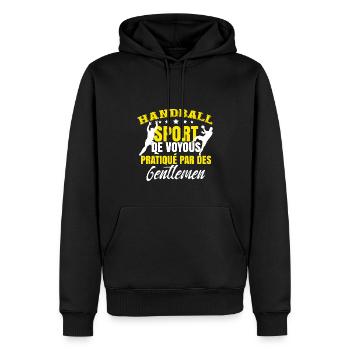 Amusant Handballeur - Sweat à capuche Premium bio Homme - noir - Devant - Nico (187cm)