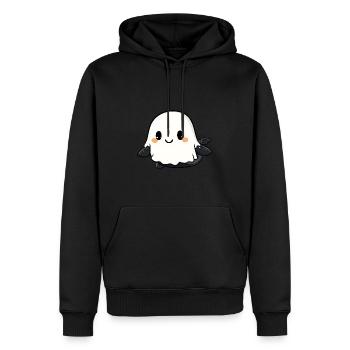 baleine Halloween bande dessinée fantôme - Sweat à capuche Premium bio Homme - noir - Devant - Nico (187cm)