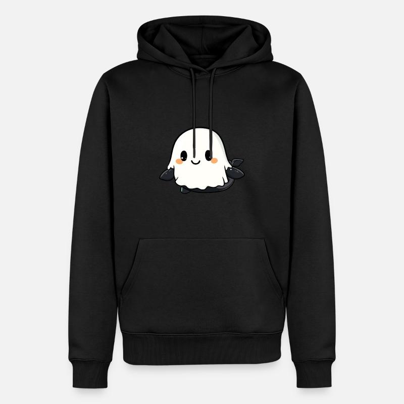 Whale Halloween Comic Ghost - Men’s Premium Organic Hoodie - black