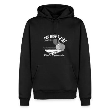 Dicton Boule Lyonnaise Humour Bouliste - Sweat à capuche Premium bio Homme - noir - Devant - Nico (187cm)
