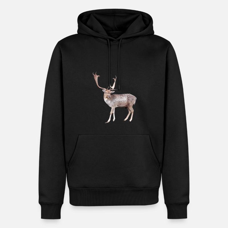 Hirsch - Männer Premium Bio Hoodie - Schwarz