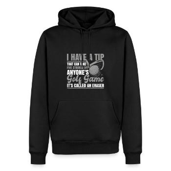 Golf Humour Blague Drôle - Sweat à capuche Premium bio Homme - noir - Devant - Nico (187cm)