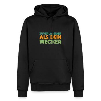 Zuverlässiger Als Dein Wecker - Männer Premium Bio Hoodie - Schwarz - Vorne - Nico (187cm)