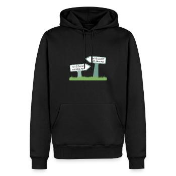 PLATTEN - Männer Premium Bio Hoodie - Schwarz - Vorne - Nico (187cm)