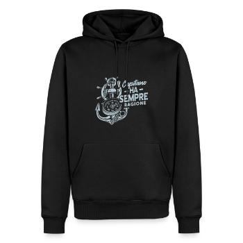 Le capitaine a toujours raison | Bateau - Sweat à capuche Premium bio Homme - noir - Devant - Nico (187cm)
