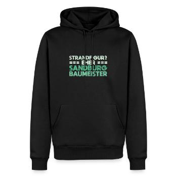 Strandfigur? Eher Sandburg-Baumeister - Männer Premium Bio Hoodie - Schwarz - Vorne - Nico (187cm)