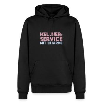 Kellner: Service Mit Charme - Männer Premium Bio Hoodie - Schwarz - Vorne - Nico (187cm)