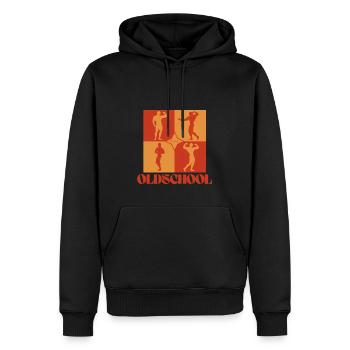 Oldschool - Männer Premium Bio Hoodie - Schwarz - Vorne - Nico (187cm)